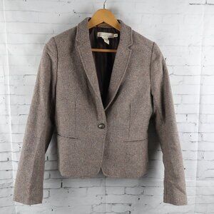 H&M LABEL OF GRADED GOODS BROWN TWEED CROPPED WOOL BLEND BUSINESS SUIT JACKET